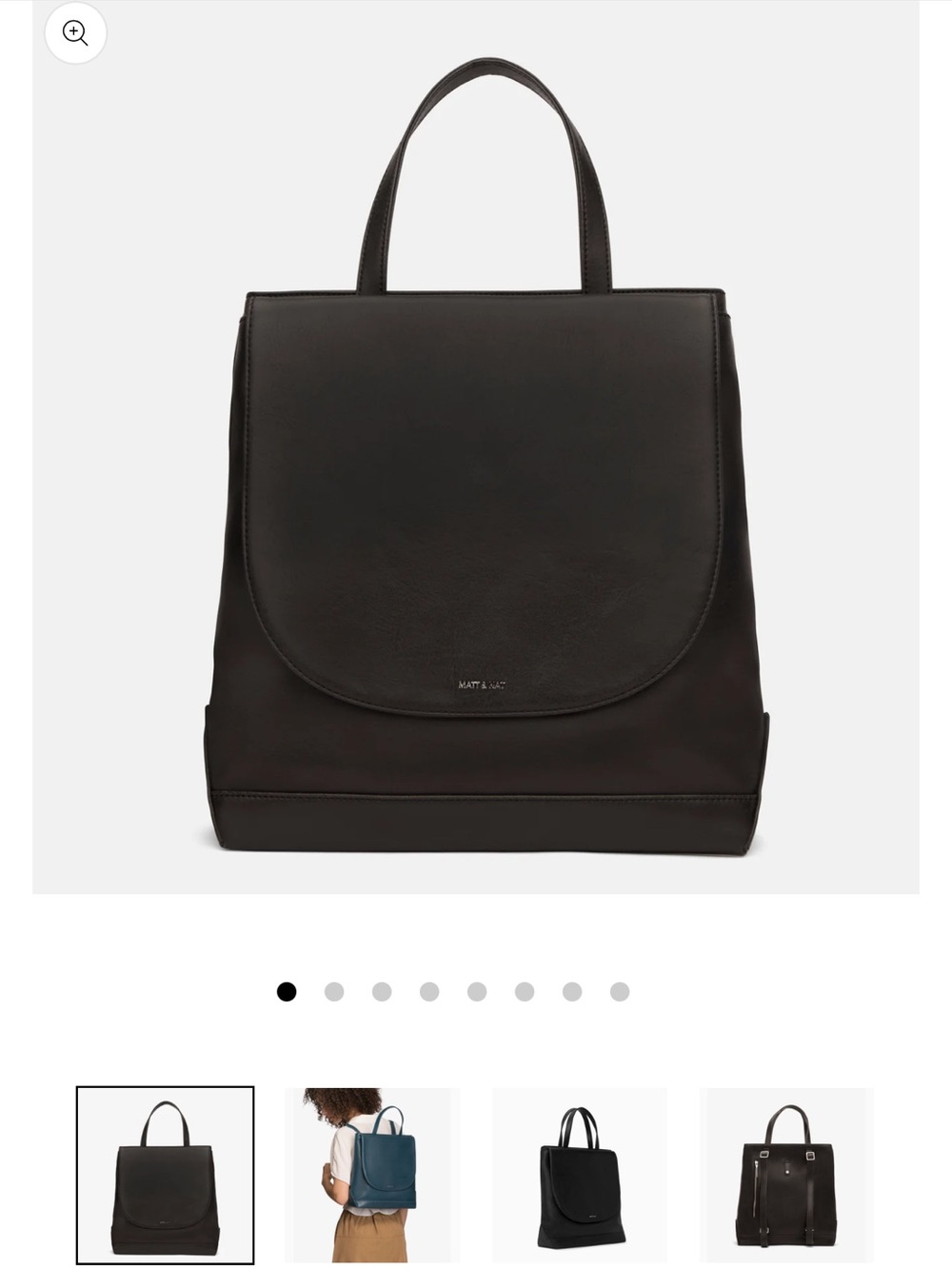 Matt & Nat Black Vegan Leather Flap Backpack Tote AARON